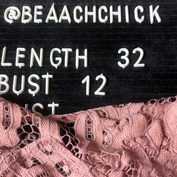 Free People Adella Crochet Lace Babydoll Mini Dress Mauve Pink Medium - Picture 9 of 9